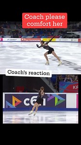 Coach Eteri Tutberidze was not happy for Daria’s free program outcome.. Daria Sadkova’s mistakes mde the coach disappointed. Many athletes on the free program f3ll for their triple lutz or jumps. even Adeliia Petrosian did not skate cleanly. | Calaguas Squad