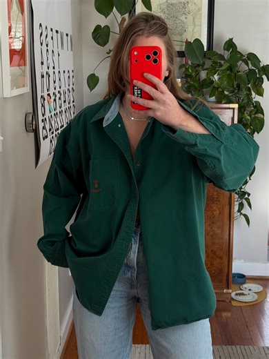 Vintage Green Oversized Chaps Ralph Lauren Button Down Shirt: Overiszed 90s Fit - Etsy