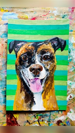 Whitney on Instagram: "Ferendi is the cutest boxer, Australian Shepard mix available now at the @atlantahumane. If you adopt him or any of the other pets I’ve painted you get the painting in addition to your new best friend! • #adoptdontshop #atlantahumanesociety #atlantadogs #petportrait #dogpainting"