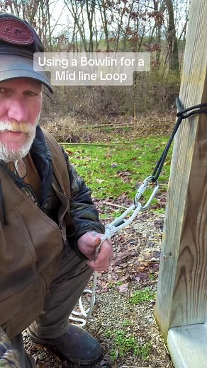 Using the Bowlin as a mid line Loop #outdoor #woodsman #forestlife #davecanterbury #woodsmanskills #thepathfinderschoolworldwide #survival #rope #knots