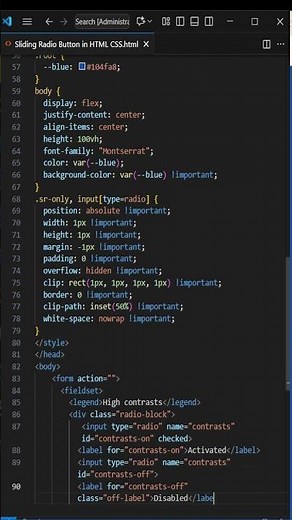 Create Sliding Radio Button in HTML CSS
