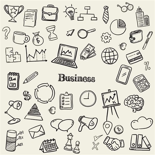 Hand-drawn Business Clipart Set | Doodle Office, Finance, Marketing Icons | PNG SVG PDF | Commerical Use - Etsy