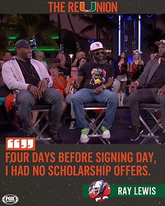 375K views · 393 reactions | "Four days before signing day, I had no scholarship offers." Ray Lewis tells the wild story of how he ended up playing for Miami Hurricanes Football.  | College Football on FOX | Facebook