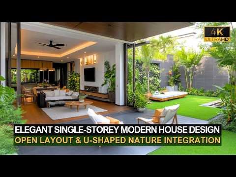 Elegant Single-Storey Modern House Design with Open Layout and U-Shaped Nature Integration