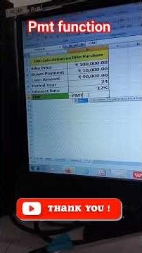 EMI calculation | PMT function #excel #exceltricks