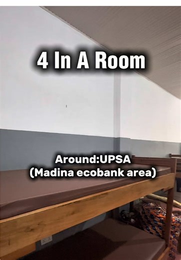 4 in a Room Hostel – UPSA (Madina Ecobank Area) ✨ Details: • 📶 Wi-Fi included • 💧 Water bill included • Neat and student-friendly environment • 🚶 Easy access to campus and transport 👫 Available for both males and females 💰 Price: GHS 2,700 per semester 🌐 Head over to our website to book a viewing now.Link in bio..#UPSA #upsahostel #upsastudents #upsafreshers #fyp