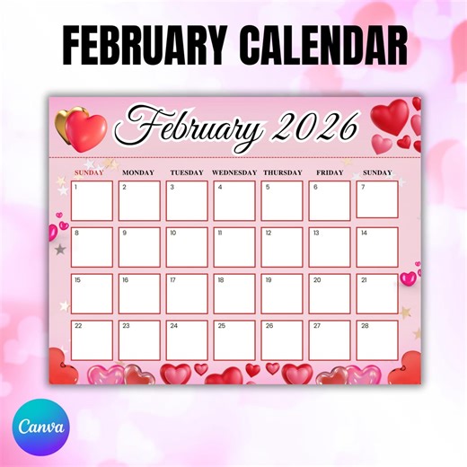 EDITABLE February 2026 Calendar, Printable Hello Spring Planner, Monthly Planner Schedule, Letter Instant Download - Etsy