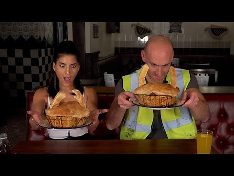 Leah Shutkever Vs. 4.5LB British COW PIE CHALLENGE | Girl Vs Food | Mad O'rourkes Pie Factory