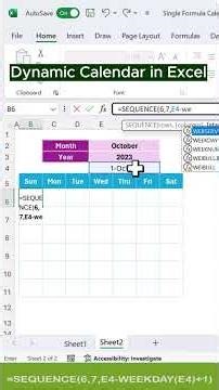 60-Second Excel Magic: Dynamic Calendar with ONE Formula! #shorts