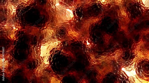 Dynamic abstract motion graphics featuring fluid liquid-like textures flowing across a foggy glass surface with soft blurred floral colors behind it. Dreamy organic movement with vibrant gradients and