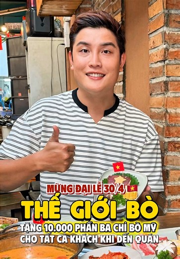 Thế Giới Bò tặng 10.000 phần ba chỉ bò Mỹ mừng 30/4