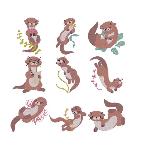 Cartoon Otter Embroidery Designs, Animal Machine File, Animal Embroidery, Sea Embroidery (instant Download) - Etsy