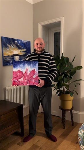 When working on In Bloom I wanted to make sure there was an element of play and experimentation, and a feeling of creating without pressure. I created it with a golf ball and a golf tee as a paintbrush. It’s a painting to remind ourselves not to take life too seriously and sometimes you need to let go of control to get results. Also suited for any golf or flower lovers! Inspired by the flowers at the @The Masters golf tournament. Side note, golf balls are great for creating texture! If you are i