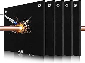 1/5"(5mm) Welding Blanket Fireproof, 5 Pack 12'' x 12'' Heat Shield Welding Pad, Brazing Heat Shield for Torch, Brazing Blanket for Pipe Soldering, Flame Resistant Brazing Mat for Plumbing, HVAC