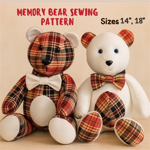 Memory Bear Pattern | Keepsake Teddy Bear Sewing Pattern | PDF Memorial Bear With Outfit | Pattern 14" 18" | Digital Download - Etsy