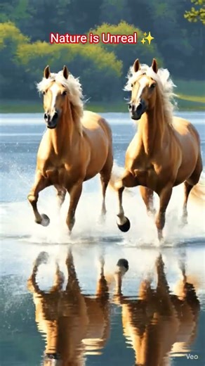 #Two Beautiful Horses Running on Water | Magical Slow Motion Horse Video #nature