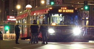 Raw video: Scene of San Francisco Muni bus collision with pedestrian
