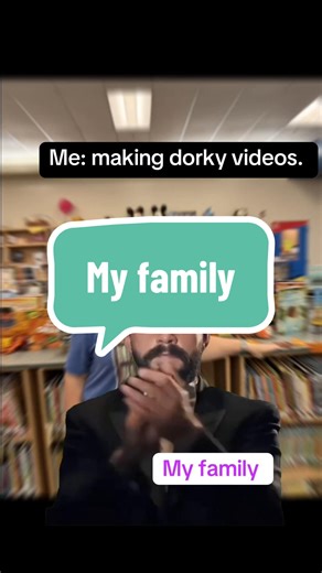 another one …. I make goofy videos and hate being on camera. My husband and kids always support and like/share. I am still dorky. But I have a good dork support system Thank you. #schoollibrariansoftiktok #librariansbelike #tiktokbeginners #librarytok