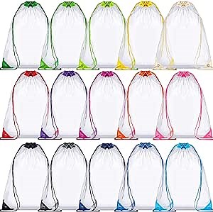 15 Pcs Clear Drawstring Bags Stadium Approved Backpack 17 x 13 Inch PVC Bags for Women Men Travel Concert Sport Event Security