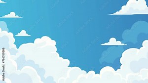 Moving clouds animation. Blue sky clouds animated.