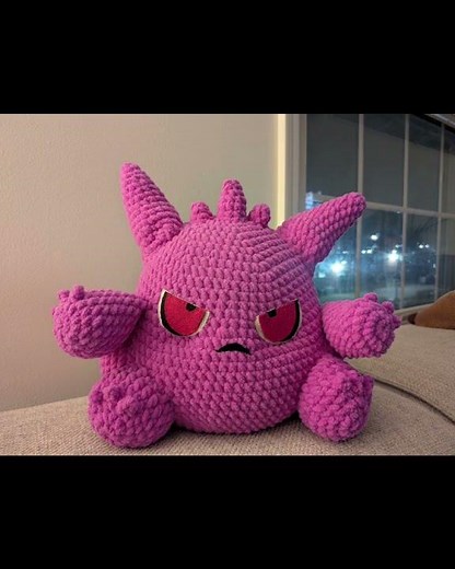 Gengar Evolves Into... a Chonk! 😌👻 #pokemon #gengar #crochet #amigurumi #chibi #evolution #chonky