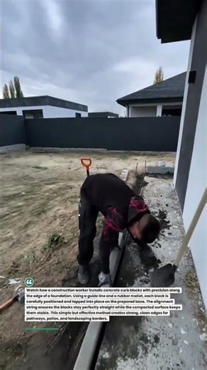 Concrete Curb Block Installation With Rubber Mallet #Construction #Masonry #Landscaping