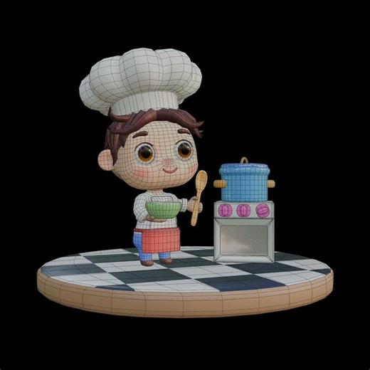 Little chef - low poly character design in blender #3dart #blender #characterdesign