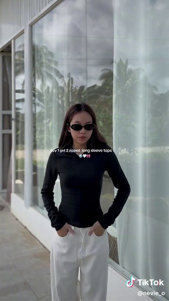 zipped long sleeves☁️🎀#doubleliningtop #Longsleeve