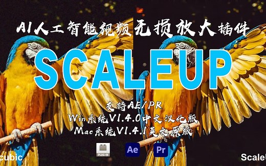 AE|PR插件【第二十五期】AI人工智能视频无损放大插件ScaleUP（win系统V1.4.0汉化中文版&Mac系统V1.4.1英文原版）（附下载链接）