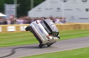 A stunt driver breaks a world record for longest drive on two wheels.