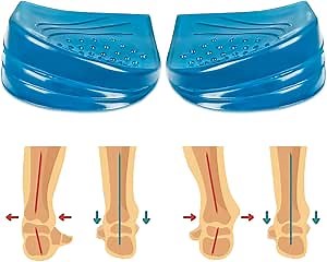Skyfoot 3 Layers Adjustable Heel Wedge Inserts for Supination & Pronation Correction, Adhesive Medial & Lateral Heel Insoles for Bow Legs, Knee Pain, Foot Alignment (S: W 4-6.5, M 5-6.5, Blue)