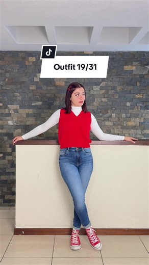 Outfit 19/31 lo mío es usar rojo😍 #style #inspo #converse