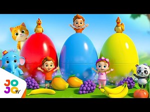 Learn Fruit Names with Surprise Eggs 🥚🍉 | Cat, Hen & Friends!