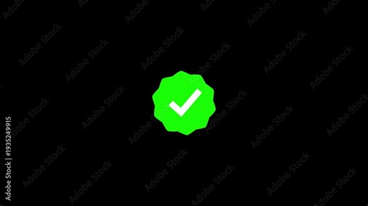 An elegant check mark symbol animation signifying a positive result. polygon circle loop and tick mark animation