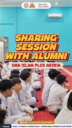Momen inspirasi di aula SMA Islam Plus Adzkia Medan melalui kegiatan Sharing Session with Alumni