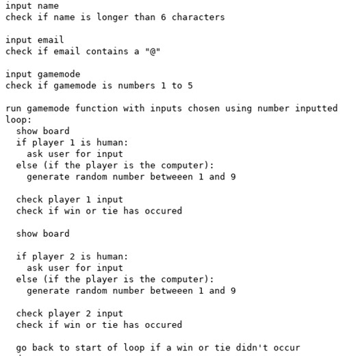 Tic Tac Toe - Computer Science Project Report
