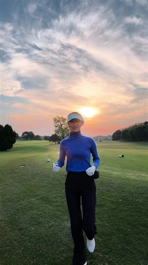 Enjoying a Beautiful Sunset on the Golf Course