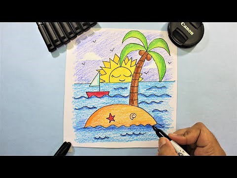 How to Draw a Island - Draw for Kids | Sunday Art Class