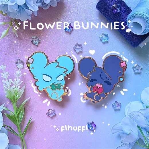 Alien Stage | ALNST Flower Bunnies Enamel Pins - Etsy