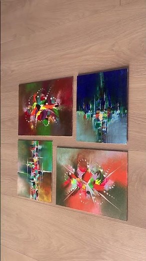 4 art ideas - contemporary abstract painting in acrylics / peaceful art demonstration