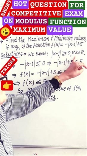 HOT QUESTION ON MAXIMUM VALUE OF A MODULUS FUNCTION FOR COMPETITIVE EXAM🔥#maths #success #upsc#ssc