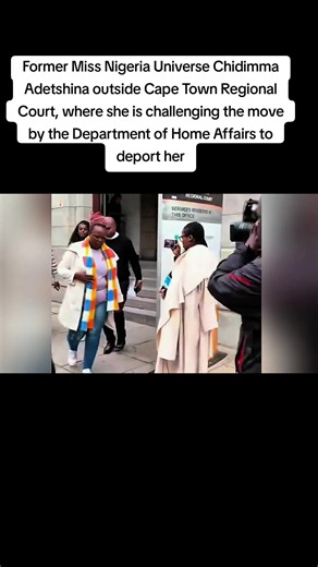 Former Miss Nigeria Universe Chidimma Adetshina outside Cape Town Regional Court, where she is challenging the move by the Department of Home Affairs to deport her. @HomeAffairsSa says that #Chidimma is not lawfully in South Africa and wants legal authority to detain her while deportation proceedings continue #tiktok #newslivesa