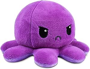 TeeTurtle - The Original Reversible Octopus Plushie - Dark Purple + Light Purple - Cute Sensory Fidget Stuffed Animals That Show Your Mood