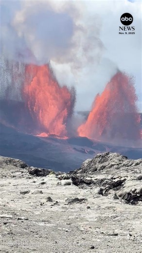 A swirling ash "tornado" formed next to jets of lava on Sunday as Hawaii's Kilauea volcano is once again shooting lava more than 1,000 feet into the air. During episode 36 of the current series of eruptions, lava fountains reached between 1,000 and 1,100 feet, according to measurements by the Hawaiian Volcano Observatory. The current episodic eruption began on Dec. 23, 2024, and has produced significant lava fountaining not seen since the 1983–86 episodic fountains at the beginning of the Puʻuʻō
