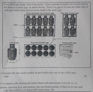 A certified gas dealer sells 9 kg cylindrical gas bottles which... | Filo