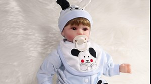 ENADOLL Reborn Baby Doll, Lifelike Newborn Baby Dolls Realistic 16 Inch Boy with Lovely Dog Clothes Silicone Vinyl Weighted Soft Body Gift Set for Kids Age 3+