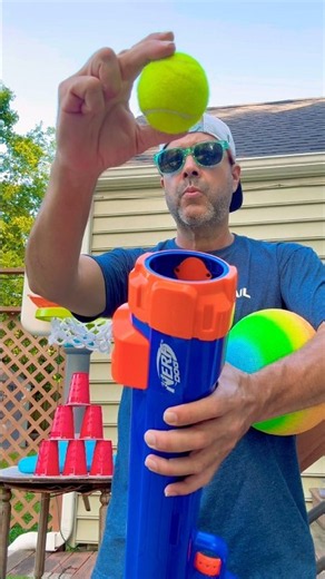 This thing is a BLAST #trickshots #sports #nerf #dog