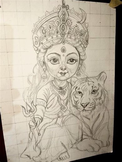 Durga maa Drawing😍🙏🏻[ Outline tutorial]#shorts#durgapuja#shortsfeed#art#maadurga