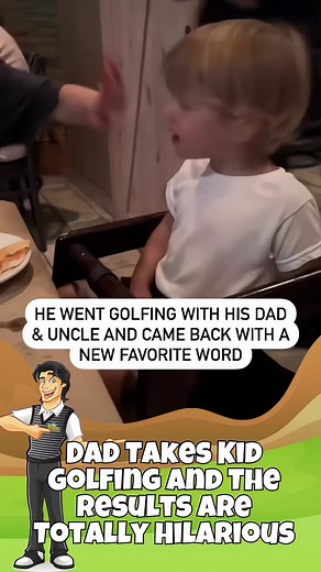 Attention all families: join us for a funny video! Watch as this young kid drops the f-word during a family dinner after a round of golf with his dad and uncle! It's an all-out laugh-fest as the mother reacts in disbelief to her son's newfound vocabulary. Don't miss this funny video of how a family golf outing can take a hilarious turn! Calling all golfers! Don’t miss out on hilarious content and special offers. Follow @MrTopesGolf today! 😁 #golfhumor #golfcomedy #golffunny #familygolf #younggo