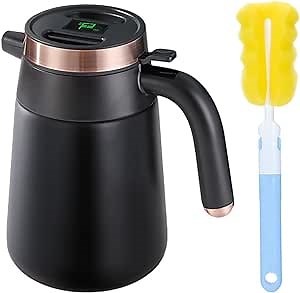 54 Oz Thermal Coffee Carafe with Temperature Display - Insulated 304 Stainless Steel Double Walled Vacuum Flask Coffee Carafes For Keeping Hot Coffee & Tea For 48 Hours Coffee Dispenser (Black)